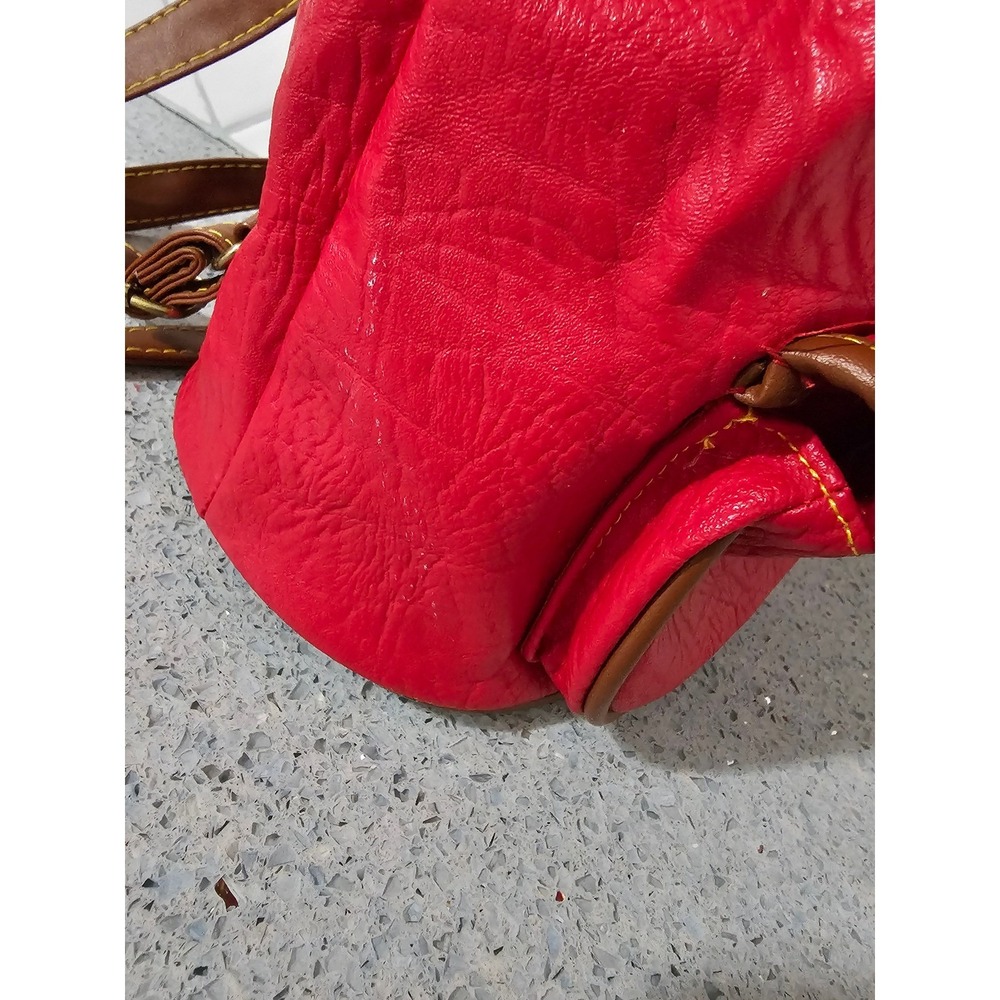 Vintage Mini Red Backpack Purse Pull String Butto… - image 7